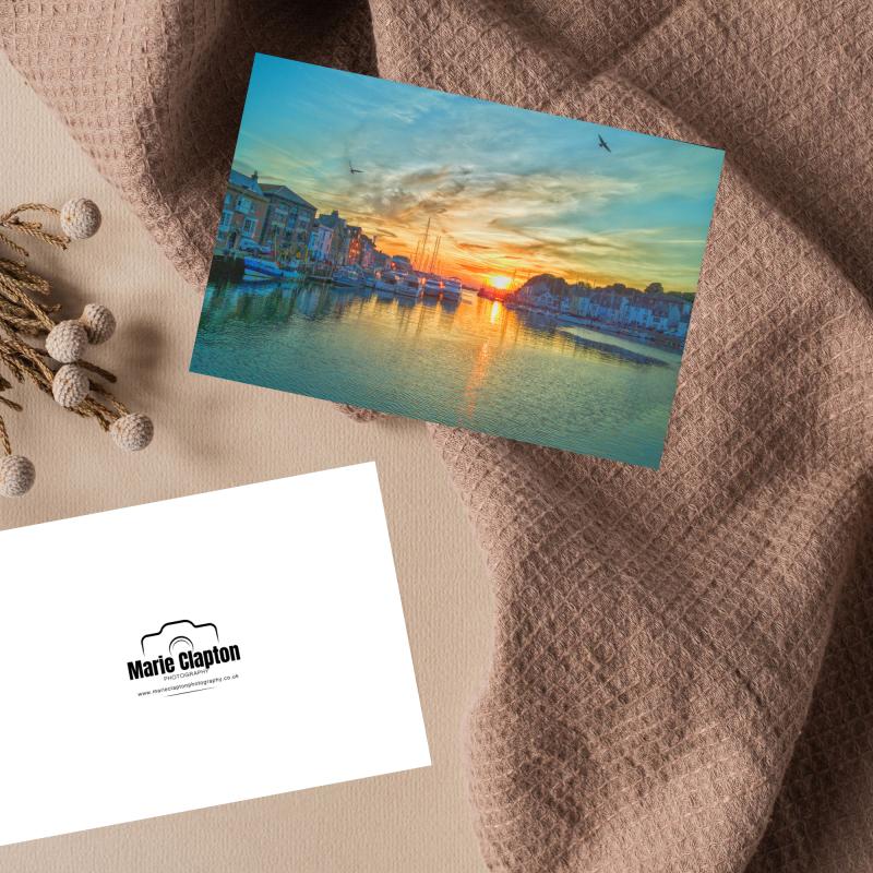 Pack of 2 A5 Weymouth Harbour Dorset Blank Cards with envelopes