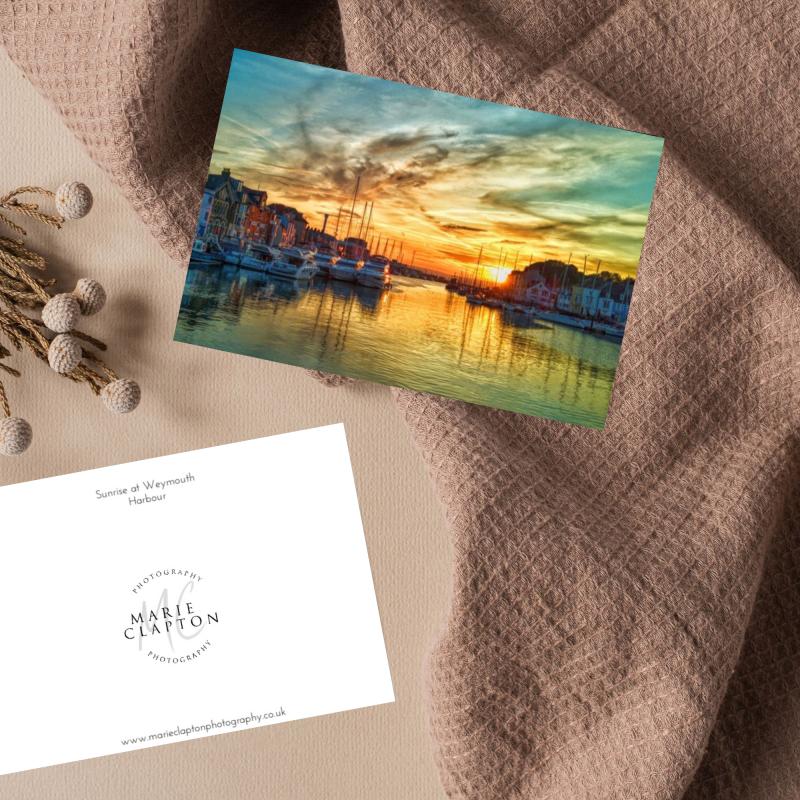 Pack of 2 A6 Weymouth Harbour Dorset Blank Cards with envelopes