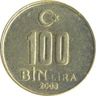 2001 Turkey 100 Bin Lire 100,000 Lire Crescent Moon