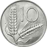 Italy 10L Ten Lire Coin 1967 Two Ears Of Wheat - Plough