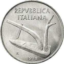 Italy 10L Ten Lire Coin 1979 Two Ears Of Wheat - Plough