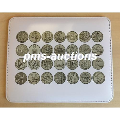 NEW 10P A-Z COIN DESIGN FAUX LEATHER MAT PLACEMAT MOUSEMAT COINMAT PAD