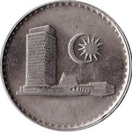 1973 Malaysia 10 Ten Sen Hibiscus Flower Parliament Building in Kuala Lumpur