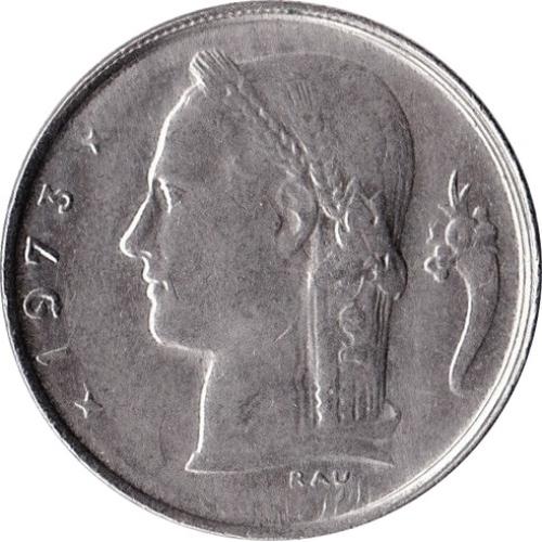 1975 Belgium Belgique 1 One Franc Coin Crowned Oak Branch