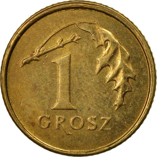 2019 Poland 1 One Grosze Groszy Polish Eagle in Coat of Arms 2 Oak Tree Leaves