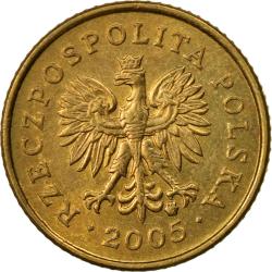 2011 Poland 1 One Grosze Groszy Polish Eagle in Coat of Arms 2 Oak Tree Leaves