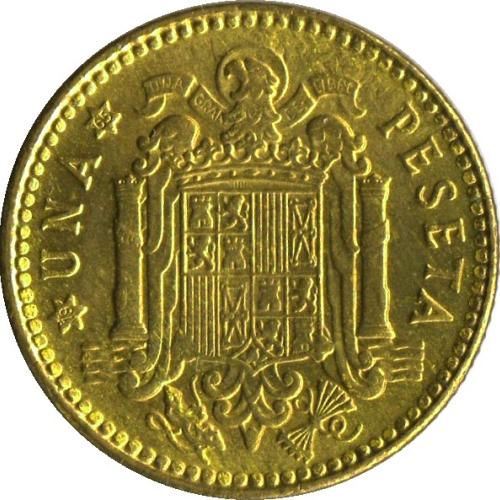 1966 Spain Spanish 1 One Peseta Francisco Franco Arms of Spain