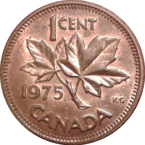 1965 Canada Canadian 1c One Cent Coin QE2nd Maple Leaf