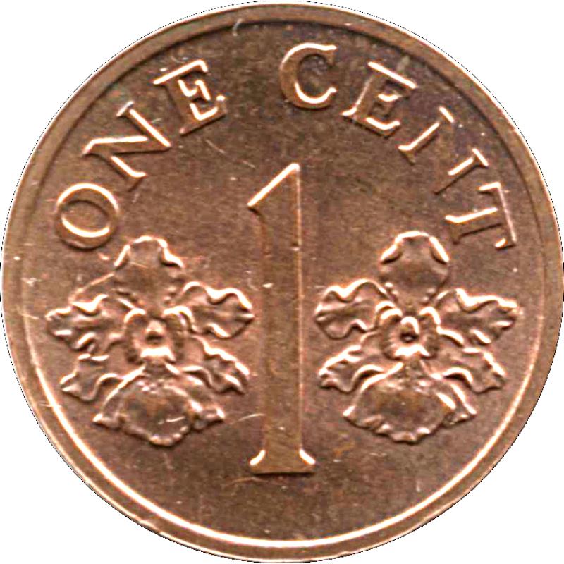 1989 Singapore 1c One Cent Two Orchids