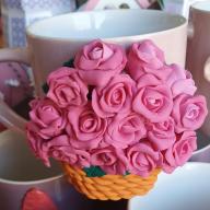 Pink Mug with Roses in a Basket Embellishment