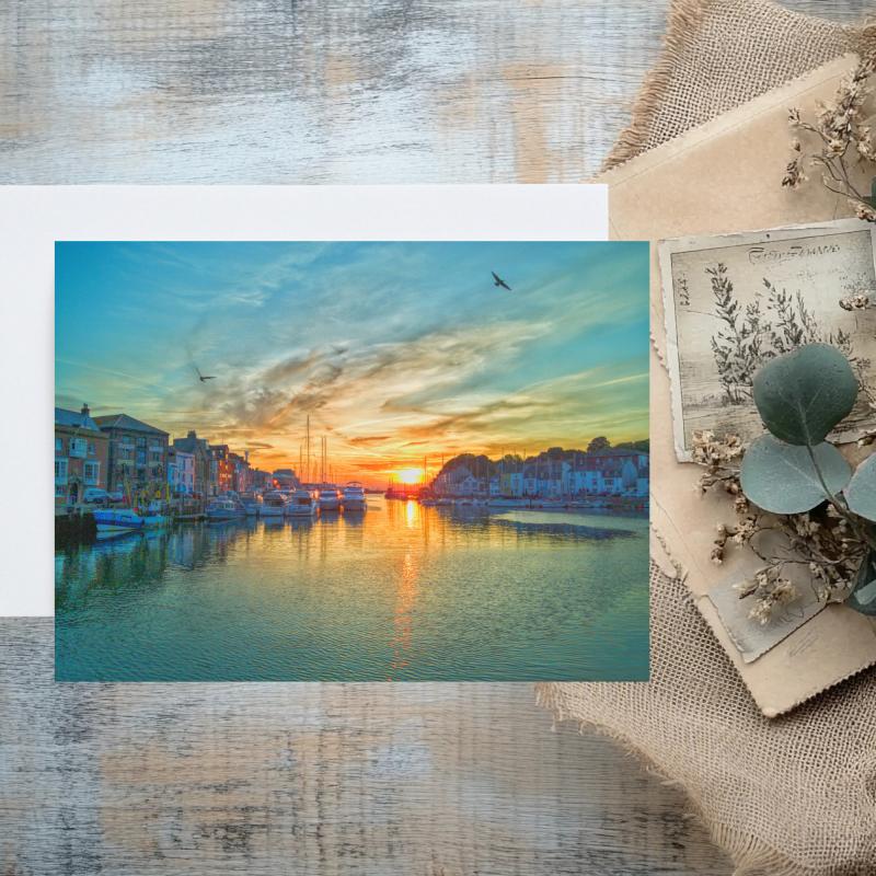 Pack of 2 A5 Weymouth Harbour Dorset Blank Cards with envelopes