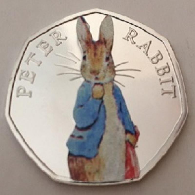 50P Commemorative Colour Coin (Xmas) Decals Stickers - Choose from Paddington, Peter Rabbit, Snowman