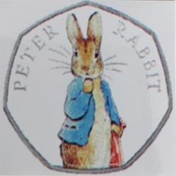 50P Commemorative Colour Coin (Xmas) Decals Stickers - Choose from Paddington, Peter Rabbit, Snowman