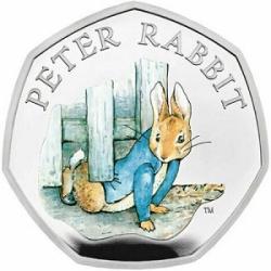 50P Commemorative Colour Coin (Xmas) Decals Stickers - Choose from Paddington, Peter Rabbit, Snowman