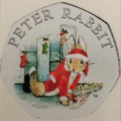 50P Commemorative Colour Coin (Xmas) Decals Stickers - Choose from Paddington, Peter Rabbit, Snowman