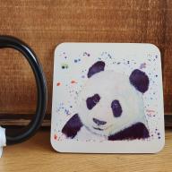 Panda Ceramic Coaster Beautiful Rainbow Colours.