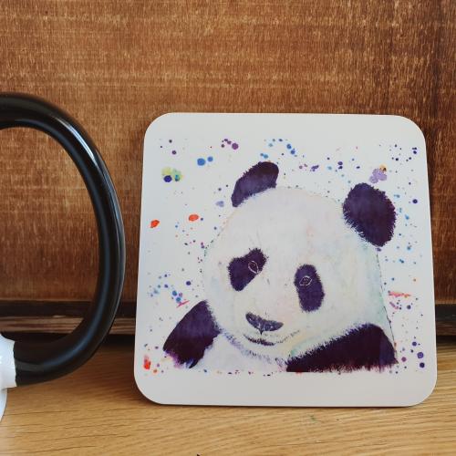 Panda Ceramic Coaster Beautiful Rainbow Colours.