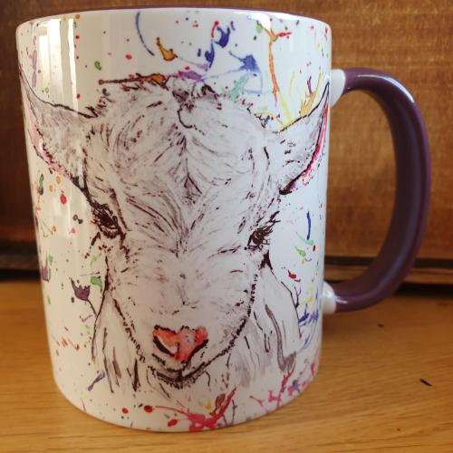Gertie the Goat MUG. Beautiful Rainbow Colours.