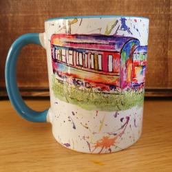 Steam Train MUG. Beautiful Rainbow Colours.