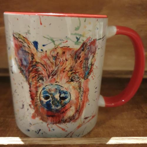 Pig MUG. Beautiful Rainbow Colours.