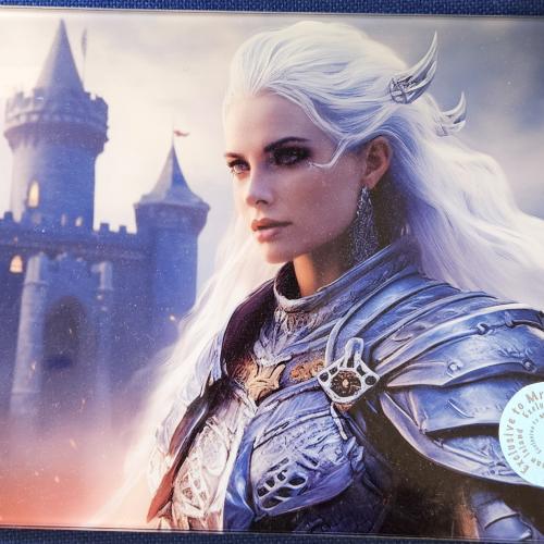 Warrior Woman Queen  3 Glass Chopping Board Leaded Light Seller 290 + Free Stand