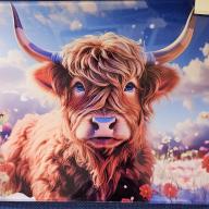 Cow Winter Glass Chopping Board Leaded Light Seller 290 + Free Stand