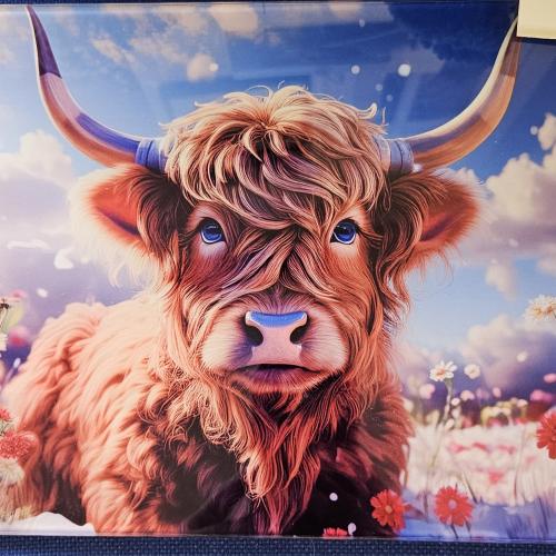 Cow Winter Glass Chopping Board Leaded Light Seller 290 + Free Stand