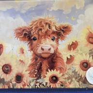 Cow Sunflowers Glass Chopping Board Leaded Light Seller 290 + Free Stand