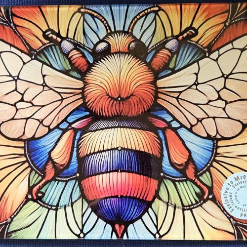 Large Bee Glass Chopping Board Leaded Light Seller 290 + Free Stand