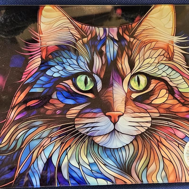 Cat 1 Glass Chopping Board Leaded Light Seller 290 + Free Stand