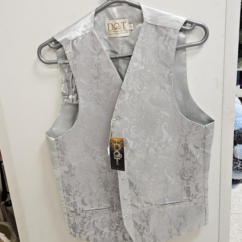 Male Silver Silk Vintage  Waistcoat Size Medium shelf 286