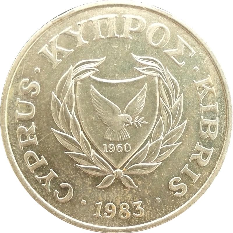 Cyprus 20c Twenty Cent 1983 Coat Of Arms Dove Holding Twig Pied Wheatear