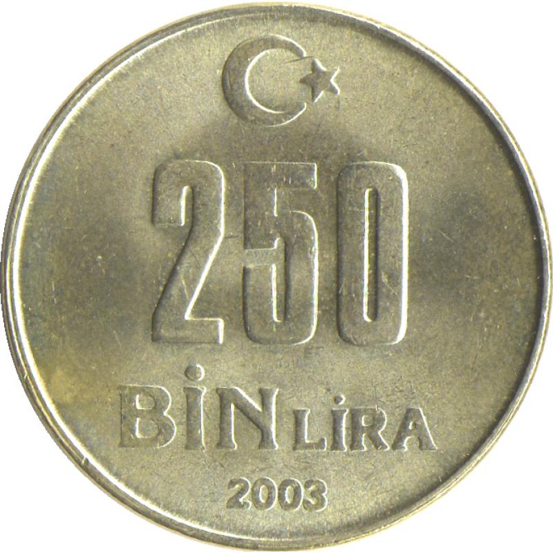 2003 Turkey 250,000 Lire 250 Bin Lire Crescent Moon