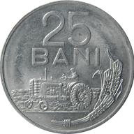 1982 Romania 25 Twenty Five Bani Coin Tractor Wheat Ears