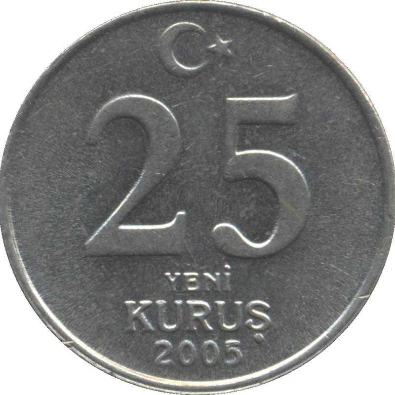 2005 Turkey 25 Twenty Five Yeni Kurus