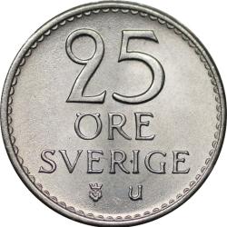 1967 Sweden Swedish 25 Twenty Five Ore King Gustaff