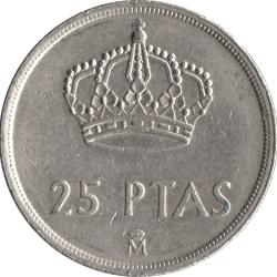 1983 Spain Spanish 25 Twenty Five Pesetas JUAN CARLOS I KING OF SPAIN