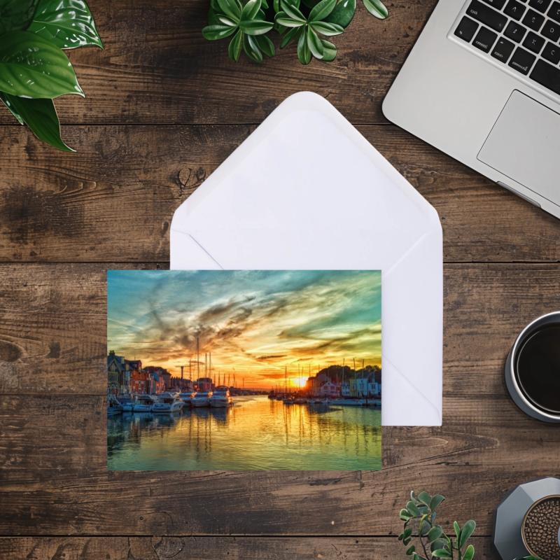 Pack of 2 A6 Weymouth Harbour Dorset Blank Cards with envelopes
