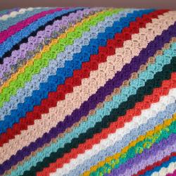 Handmade Crochet Striped Cot or Lap Blanket