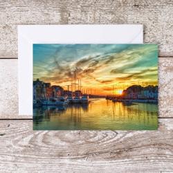 Single Weymouth Harbour Dorset Blank Greeting Card with envelopes