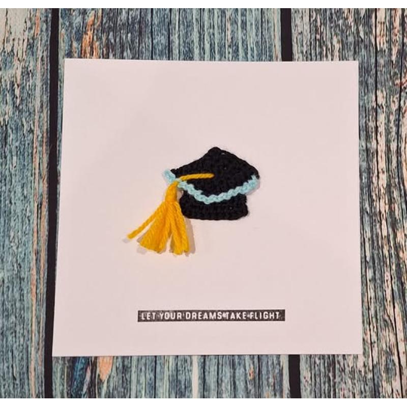 Graduation Card with crochet Mortar Board detail