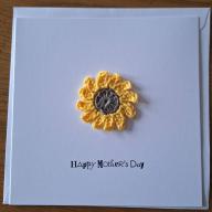 Mother's Day Card with crochet Sunflower detail