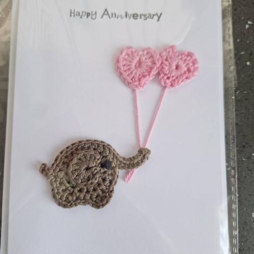 Anniversary Card with crochet detail - FREE postage