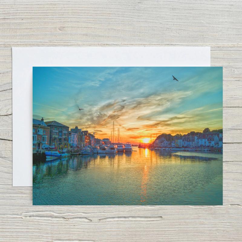 A5 Weymouth Harbour Dorset Blank Greeting Card with envelope