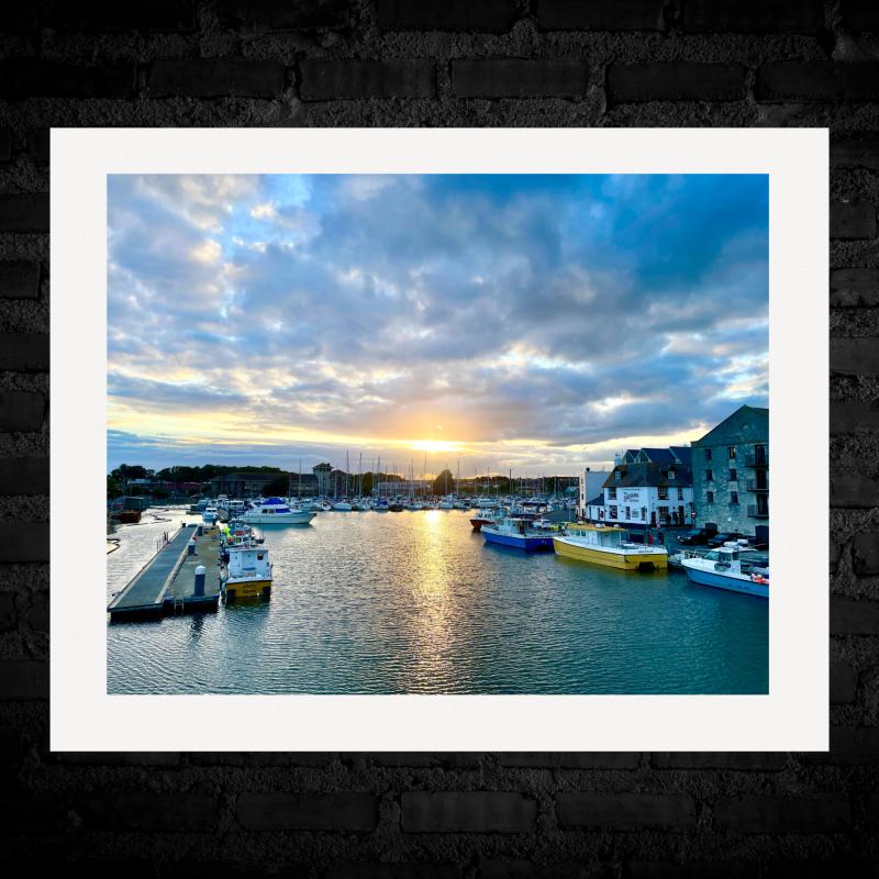 8x6 inch White Mounted Print Weymouth Harbour Dorset