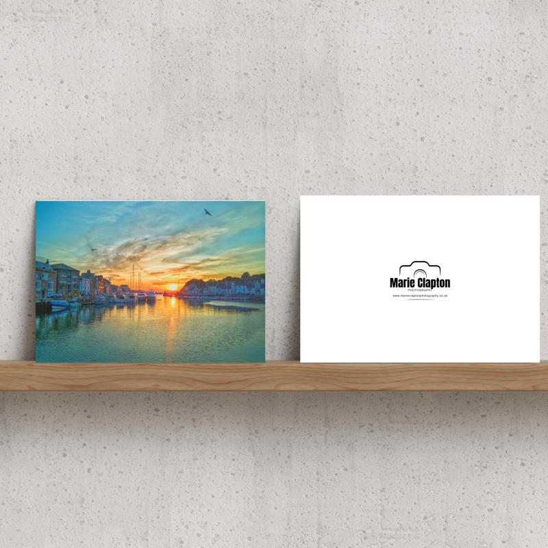 Pack of 2 A5 Weymouth Harbour Dorset Blank Cards with envelopes