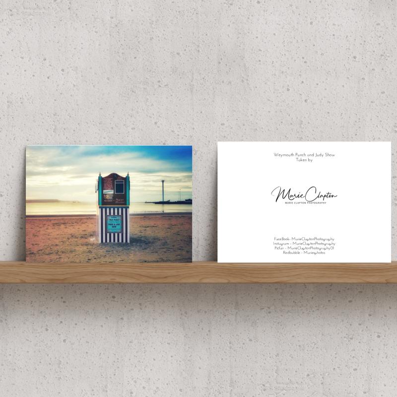 Pack of 2 A6 Punch and Judy Weymouth Dorset Blank Cards with envelopes