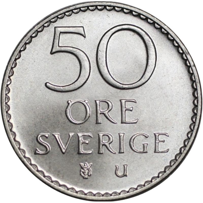 1965 Sweden Swedish 50 Ore King Gustaff