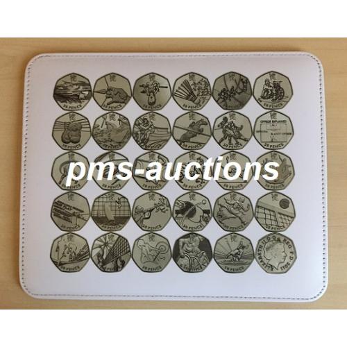 NEW 50P OLYMPIC COIN DESIGN FAUX LEATHER MAT PLACEMAT MOUSEMAT COINMAT PAD