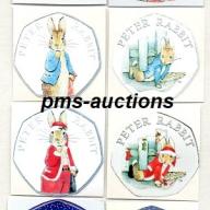 50P Commemorative Colour Coin (Xmas) Decals Stickers - Choose from Paddington, Peter Rabbit, Snowman